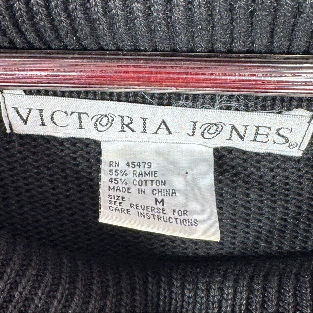 Vintage Victoria Jones 90s Floral Beaded Cowl Neck Tunic Sweater Black Medium - Picture 9 of 11